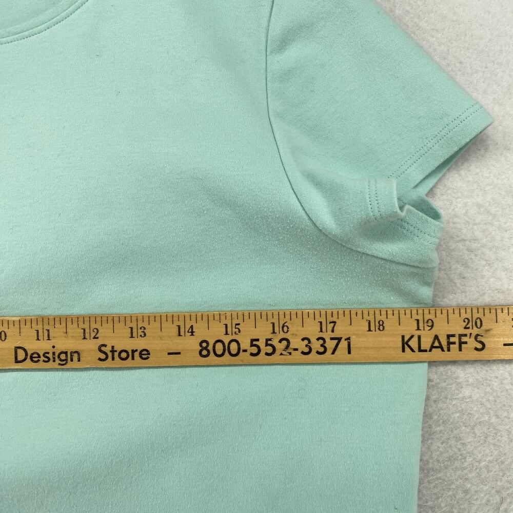 EILEEN FISHER Top M Cotton Jersey Interlock Crewneck Short Sleeve Green - Picture 8 of 10